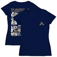 Women's Vive La Fete  Navy Akron Zips Impressions Artwork V-Neck T-Shirt