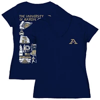 Women's Vive La Fete  Navy Akron Zips Impressions Artwork V-Neck T-Shirt