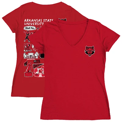 Women's Vive La Fete  Red Arkansas State Wolves Impressions Artwork V-Neck T-Shirt