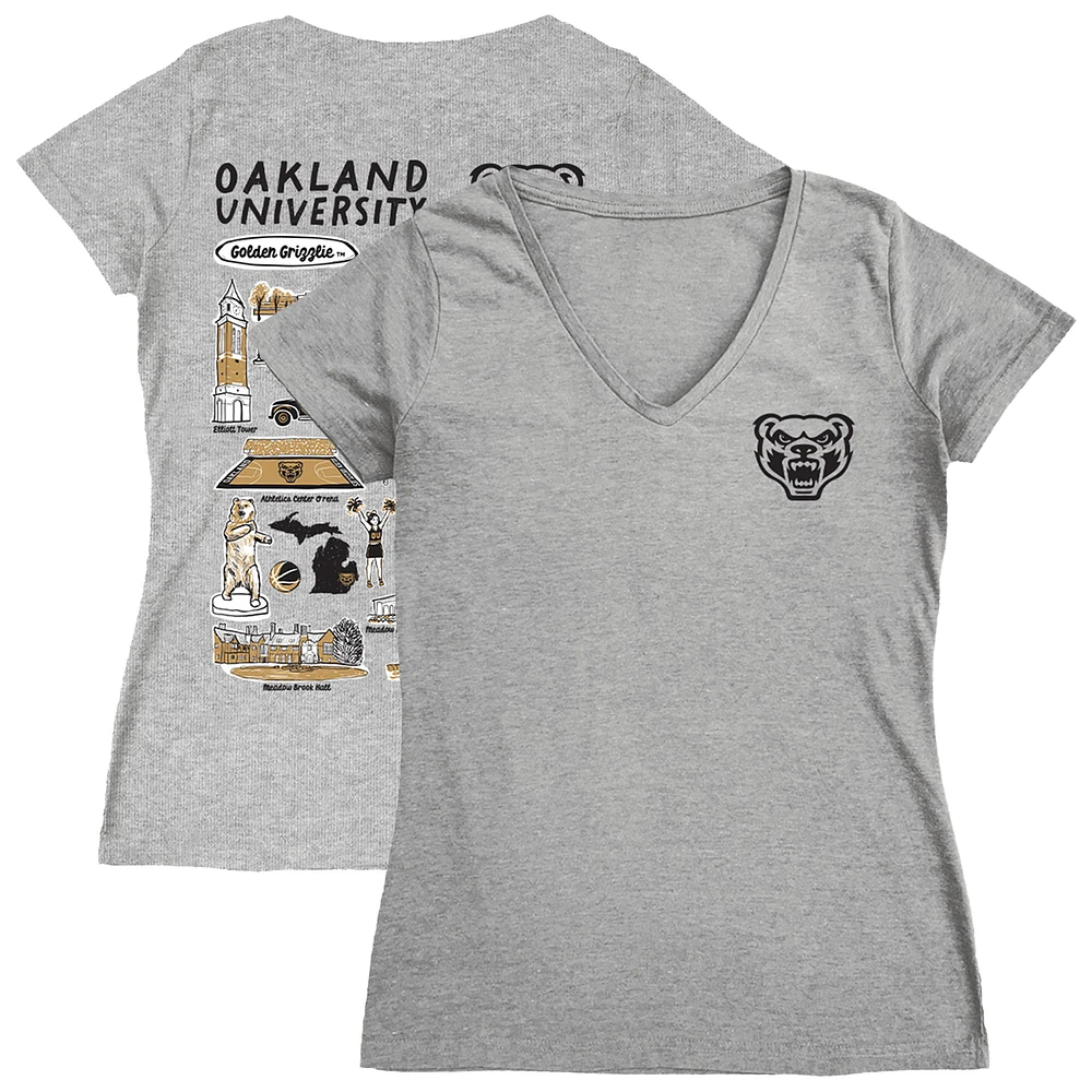 Women's Vive La Fete Oakland Golden Grizzlies Impressions Artwork V-Neck T-Shirt