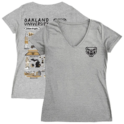 Women's Vive La Fete Oakland Golden Grizzlies Impressions Artwork V-Neck T-Shirt