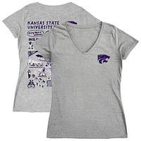Women's Vive La Fete  Gray Kansas State Wildcats Impressions Artwork V-Neck T-Shirt