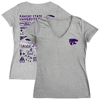 Women's Vive La Fete  Gray Kansas State Wildcats Impressions Artwork V-Neck T-Shirt