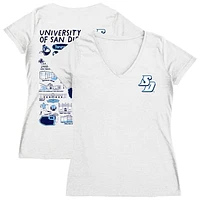 Women's Vive La Fete  White San Diego Toreros Impressions Artwork V-Neck T-Shirt