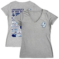 Women's Vive La Fete  Gray San Diego Toreros Impressions Artwork V-Neck T-Shirt