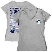 Women's Vive La Fete  Gray San Diego Toreros Impressions Artwork V-Neck T-Shirt