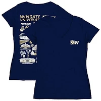 Women's Vive La Fete  Navy Wingate University Bulldogs Impressions Artwork V-Neck T-Shirt