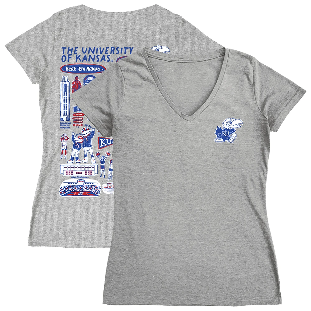 Women's Vive La Fete Kansas Jayhawks Impressions Artwork V-Neck T-Shirt