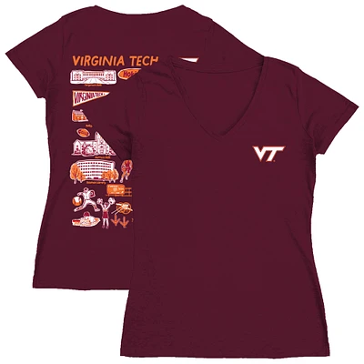Women's Vive La Fete  Maroon Virginia Tech Hokies Impressions Artwork V-Neck T-Shirt