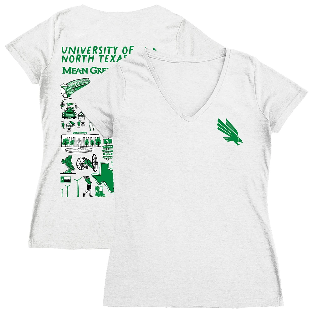 Women's Vive La Fete North Texas Mean Green Impressions Artwork V-Neck T-Shirt