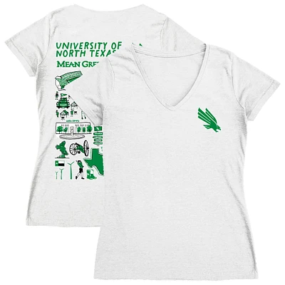 Women's Vive La Fete North Texas Mean Green Impressions Artwork V-Neck T-Shirt