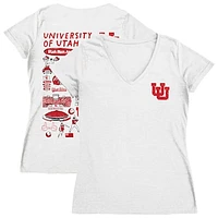 Women's Vive La Fete  White Utah Utes Impressions Artwork V-Neck T-Shirt