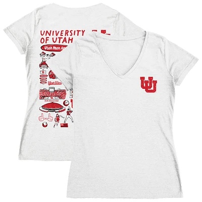 Women's Vive La Fete  White Utah Utes Impressions Artwork V-Neck T-Shirt
