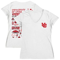 Women's Vive La Fete  White Utah Utes Impressions Artwork V-Neck T-Shirt
