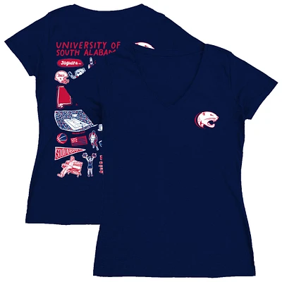 Women's Vive La Fete  Navy South Alabama Jaguars Impressions Artwork V-Neck T-Shirt