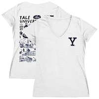 Women's Vive La Fete  White Yale Bulldogs Impressions Artwork V-Neck T-Shirt