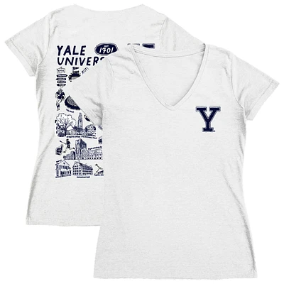 Women's Vive La Fete  White Yale Bulldogs Impressions Artwork V-Neck T-Shirt