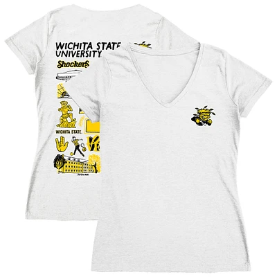 Women's Vive La Fete  White Wichita State Shockers Impressions Artwork V-Neck T-Shirt