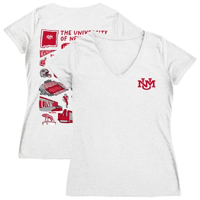 Women's Vive La Fete  White New Mexico Lobos Impressions Artwork V-Neck T-Shirt
