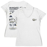 Women's Vive La Fete  White Wingate University Bulldogs Impressions Artwork V-Neck T-Shirt