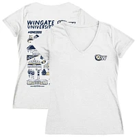 Women's Vive La Fete  White Wingate University Bulldogs Impressions Artwork V-Neck T-Shirt