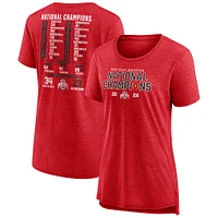 Women's Fanatics Scarlet Ohio State Buckeyes College Football Playoff 2024 National Champions Schedule Plus T-Shirt