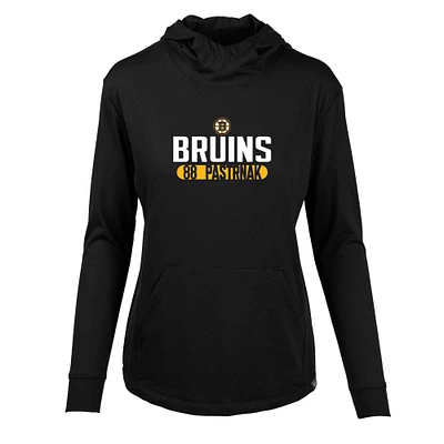 Women's Levelwear David Pastrnak Black Boston Bruins Vivid Tracer Name & Number Pullover Hoodie