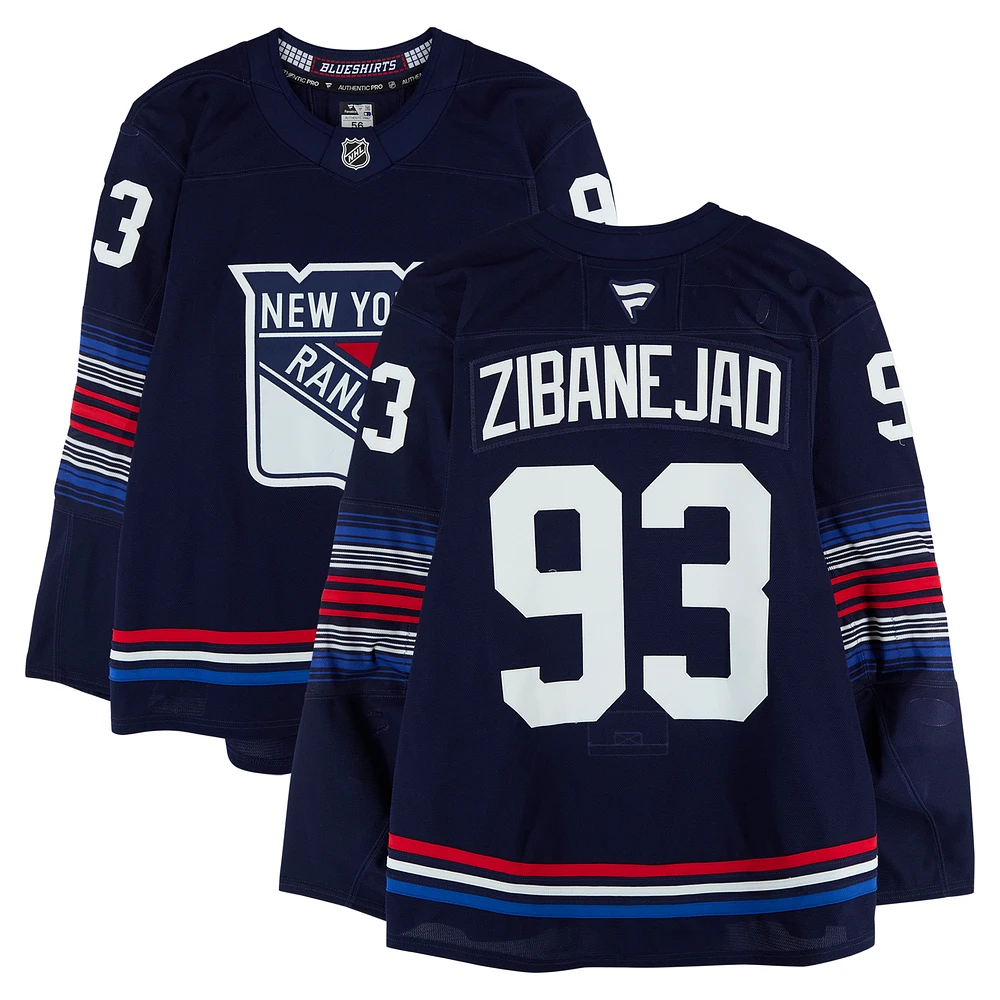 Mika Zibanejad New York Rangers Game-Used #93 Navy Alternate Set 2 Jersey from the 2024-25 NHL Season