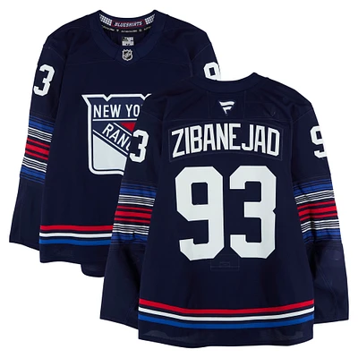 Mika Zibanejad New York Rangers Game-Used #93 Navy Alternate Set 2 Jersey from the 2024-25 NHL Season