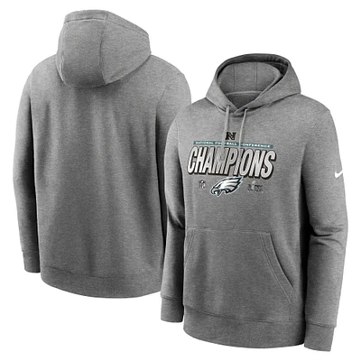 Men's Nike  Heather Gray Philadelphia Eagles 2024 NFC Champions Locker Room Trophy Collection Pullover Hoodie