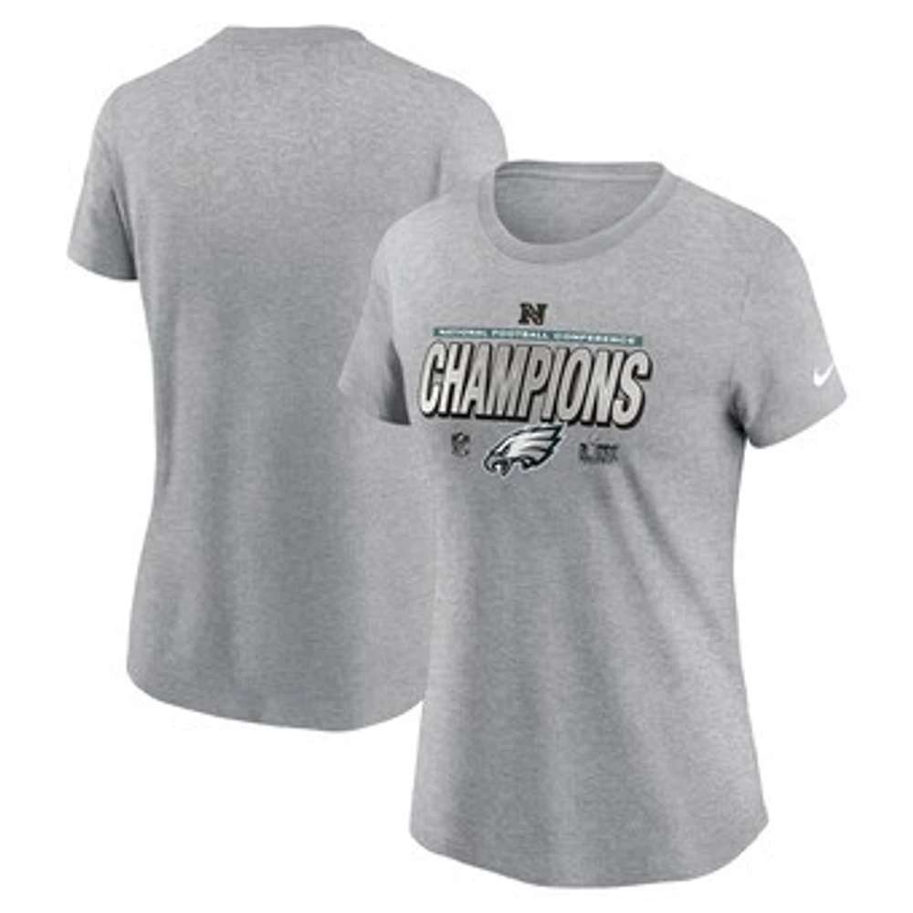 Women's Nike  Heather Gray Philadelphia Eagles 2024 NFC Champions Locker Room Trophy Collection T-Shirt