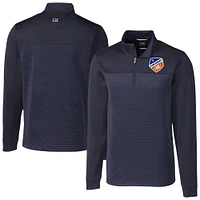 Men's Cutter & Buck  Navy FC Cincinnati Big Tall Traverse Stretch Eco Stripe Quarter-Zip Pullover