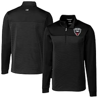 Men's Cutter & Buck  Black D.C. United Big Tall Traverse Stretch Eco Stripe Quarter-Zip Pullover
