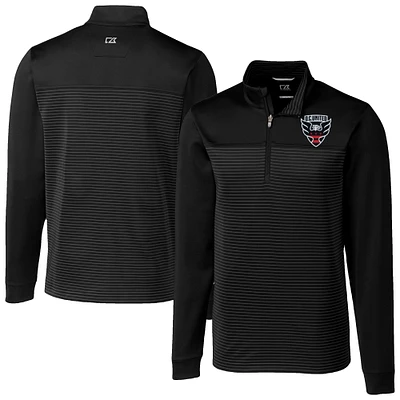 Men's Cutter & Buck  Black D.C. United Big Tall Traverse Stretch Eco Stripe Quarter-Zip Pullover