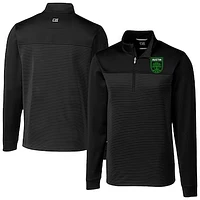 Men's Cutter & Buck  Black Austin FC Big Tall Traverse Stretch Eco Stripe Quarter-Zip Pullover