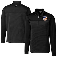 Men's Cutter & Buck  Black FC Cincinnati Big Tall Traverse Stretch Eco Stripe Quarter-Zip Pullover