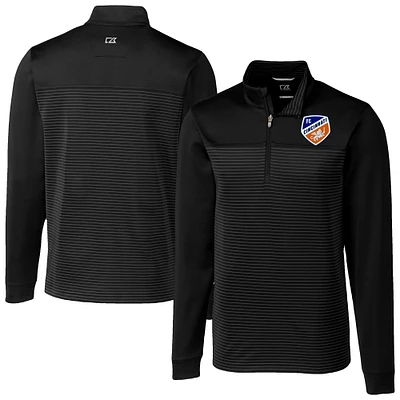 Men's Cutter & Buck  Black FC Cincinnati Big Tall Traverse Stretch Eco Stripe Quarter-Zip Pullover