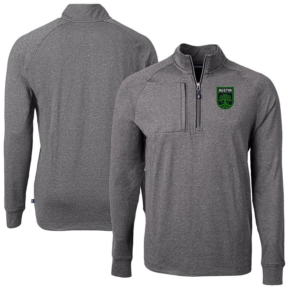 Men's Cutter & Buck Heather Austin FC Big Tall Adapt Eco Knit Quarter-Zip Top