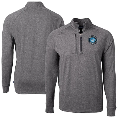 Men's Cutter & Buck Heather Charlotte FC Big Tall Adapt Eco Knit Quarter-Zip Top