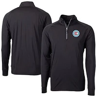 Men's Cutter & Buck  Black Chicago Fire Big Tall Adapt Eco Knit Stretch Recycled Quarter-Zip Pullover