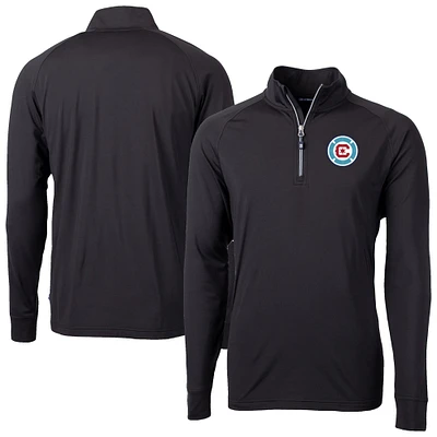 Men's Cutter & Buck  Black Chicago Fire Big Tall Adapt Eco Knit Stretch Recycled Quarter-Zip Pullover