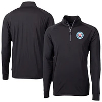Men's Cutter & Buck  Black Chicago Fire Big Tall Adapt Eco Knit Stretch Recycled Quarter-Zip Pullover