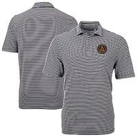 Men's Cutter & Buck  Black Atlanta United FC Big Tall Virtue Eco Pique Stripe Recycled Polo