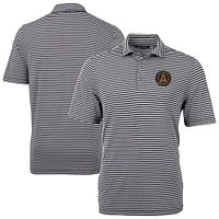 Men's Cutter & Buck  Black Atlanta United FC Big Tall Virtue Eco Pique Stripe Recycled Polo