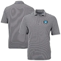Men's Cutter & Buck  Black Charlotte FC Big Tall Virtue Eco Pique Stripe Recycled Polo