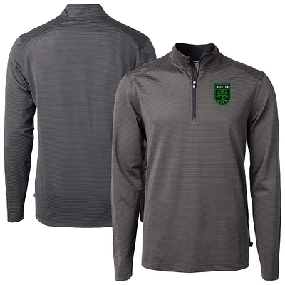 Men's Cutter & Buck Austin FC Big Tall Virtue Eco Pique Micro Stripe Recycled Quarter-Zip