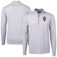 Men's Cutter & Buck  Gray Colorado Rapids Big Tall Virtue Eco Pique Micro Stripe Recycled Quarter-Zip
