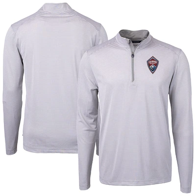 Men's Cutter & Buck  Gray Colorado Rapids Big Tall Virtue Eco Pique Micro Stripe Recycled Quarter-Zip