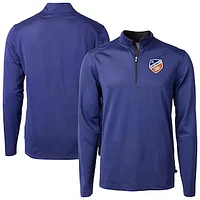 Men's Cutter & Buck  Blue FC Cincinnati Big Tall Virtue Eco Pique Micro Stripe Recycled Quarter-Zip
