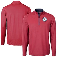 Men's Cutter & Buck Chicago Fire Big Tall Virtue Eco Pique Micro Stripe Recycled Quarter-Zip